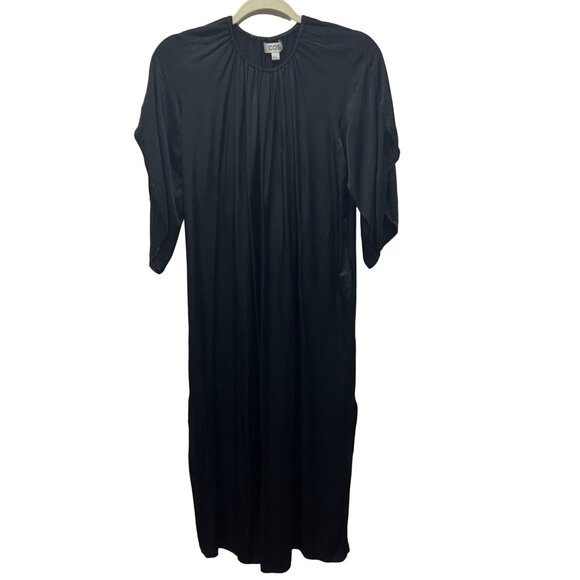 COS Dresses & Skirts - COS black silky midi dress tulip hem basics stretch neck small